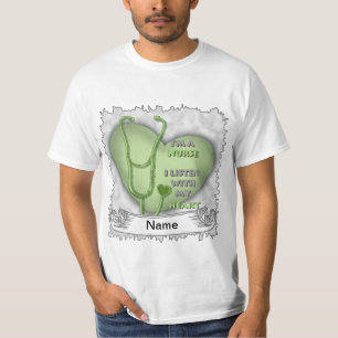 Grote groene hart verpleegkundige t-shirt