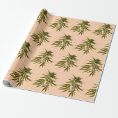 Grote groene knoppen op Butternut Beige gepersonal Cadeaupapier (Uitgerold)
