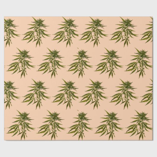 Grote groene knoppen op Butternut Beige gepersonal Cadeaupapier (Zoom)