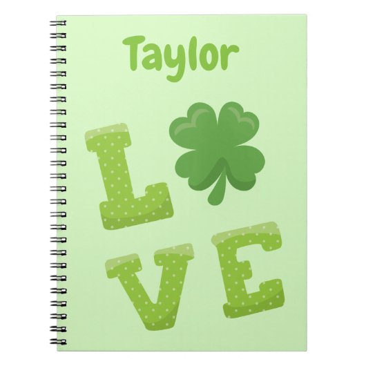 Grote Groene Liefde St Patrick's Thema Notitieboek (Voorkant)