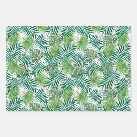 Grote groene mannetjes en tropische Planten in Mon Inpakpapier Vel (Voorkant 2)