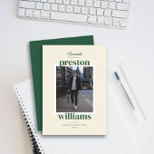 Grote Groene Naam Afstuderen Aankondiging Fotokaar