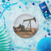 Grote groene pomp in een olieveld papieren bordje (Feest)