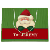 GROTE Groene Stripes met Red Santa Custom Groot Cadeauzakje (Voorkant)