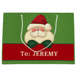 GROTE Groene Stripes met Red Santa Custom Groot Cadeauzakje