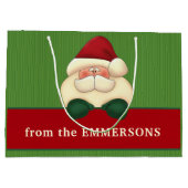 GROTE Groene Stripes met Red Santa Custom Groot Cadeauzakje (Achterkant)