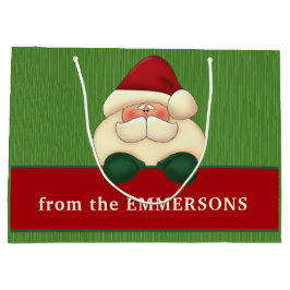 GROTE Groene Stripes met Red Santa Custom Groot Cadeauzakje