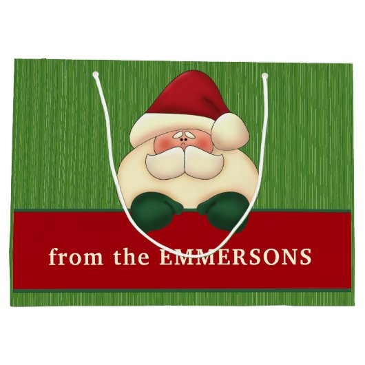 GROTE Groene Stripes met Red Santa Custom Groot Cadeauzakje (Achterkant)
