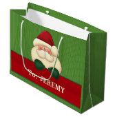 GROTE Groene Stripes met Red Santa Custom Groot Cadeauzakje (Voorkant Gekanteld)