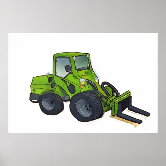 Grote groene telehandler vorkheftruck poster (Voorkant)
