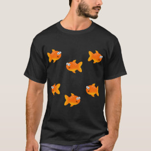Grote groep grappige cartoon goudvissen verpakking t-shirt