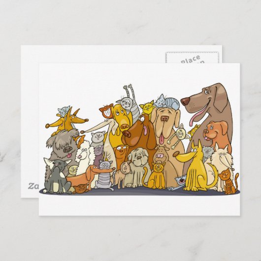 grote groep katten en honden briefkaart (Voorkant / Achterkant)