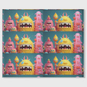 Grote groep kleurrijke monsters cadeaupapier (Vlak)