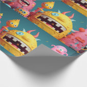 Grote groep kleurrijke monsters cadeaupapier (Hoek)