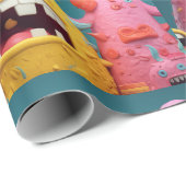 Grote groep kleurrijke monsters cadeaupapier (Rol Hoek)