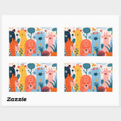 Grote groep kleurrijke monsters rechthoekige sticker (Vel)