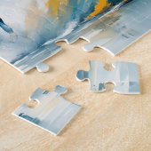 Grote groep witte paarden die door Zee rennen Legpuzzel (Zijkant)