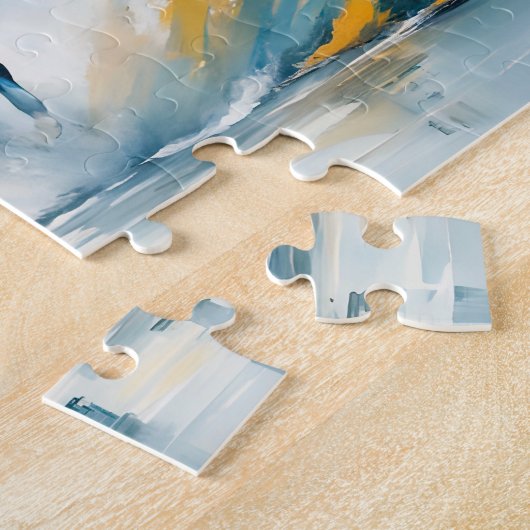 Grote groep witte paarden die door Zee rennen Legpuzzel (Zijkant)