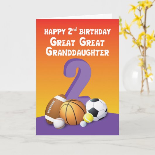 Grote Grootdochter 2e verjaardag Sportbal Kaart (Gele Bloem)
