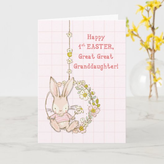 Grote grootdochter eerste paasbunny kaart (Gele Bloem)