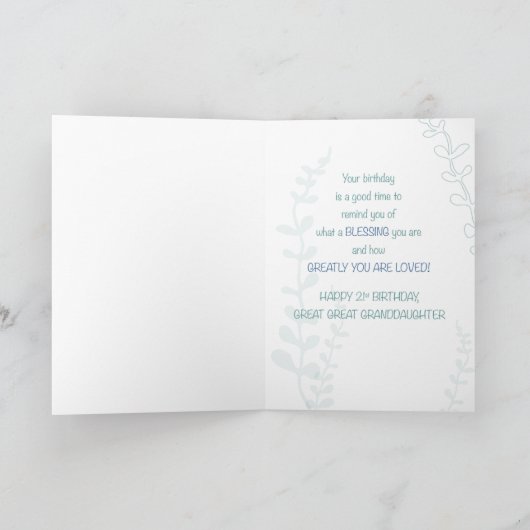 Grote Grootdochter Religieuze 21ste verjaardag Kaart (Binnen)