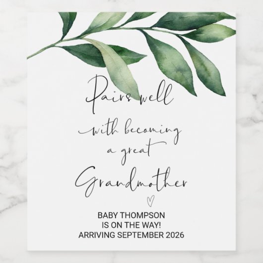 Grote grootmoeder om zwanger te zijn Mam Wijn Etiket (Enkel label)