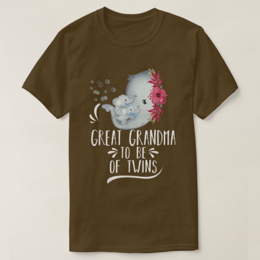 Grote grootmoeder: tweelingbaby's met olifant bab t-shirt (Design voorkant)