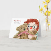 grote grootmoeder verjaardagscadepop met teddy kaart (Gele Bloem)