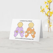 Grote grootouder aan tweeling Gefeliciteerd Kaart (Gele Bloem)