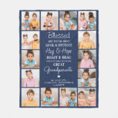 Grote Grootouders Custom Marine Blauwe Fotocollage Fleece Deken (Voorkant)