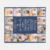 Grote Grootouders Custom Marine Blauwe Fotocollage Fleece Deken (Voorkant (Horizontaal))