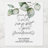 Grote grootouders Zwangerschap Aankondiging nieuwe Wijn Etiket (Enkel label)