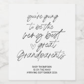 Grote grootouders Zwangerschap Aankondiging nieuwe Wijn Etiket (Enkel label)