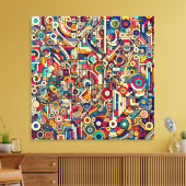 Grote grootte Geometrische retro kunst Grote stad Canvas Afdruk (Insitu (Woonkamer))