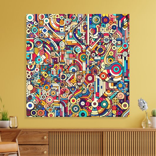 Grote grootte Geometrische retro kunst Grote stad Canvas Afdruk (Insitu (Woonkamer))