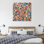 Grote grootte Geometrische retro kunst Grote stad Canvas Afdruk (Insitu (Slaapkamer))