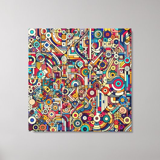Grote grootte Geometrische retro kunst Grote stad Canvas Afdruk (Voorkant)