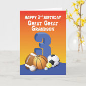 Grote Grootzoon 3rd Birthday Sports Balls Kaart (Gele Bloem)