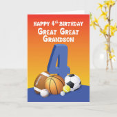 Grote Grootzoon 4th Birthday Sports Balls Kaart (Gele Bloem)