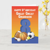 Grote Grootzoon 8th Birthday Sports Balls Kaart (Gele Bloem)