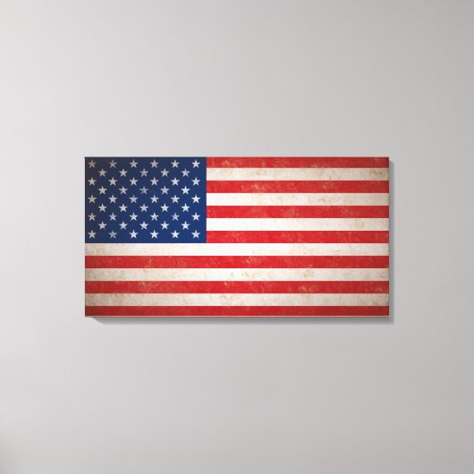 Grote  Grunge Stijl Amerikaans Vlagdoek Canvas Afdruk (Voorkant)