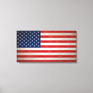 Grote Grunge Style American Flag Canvas Afdruk