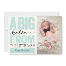 Grote hallo van onze kleine man babyjongen foto ge