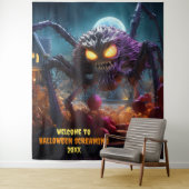 Grote Halloween Enge Spider Hanging Achtergrond Wandkleed (In situ)
