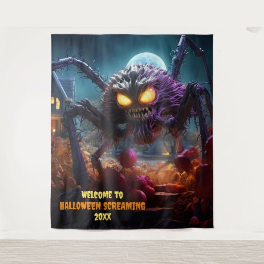 Grote Halloween Enge Spider Hanging Achtergrond Wandkleed (Voorkant)