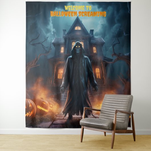 Grote Halloween Ghoul Hanging Achtergrond Wandkleed (In situ)