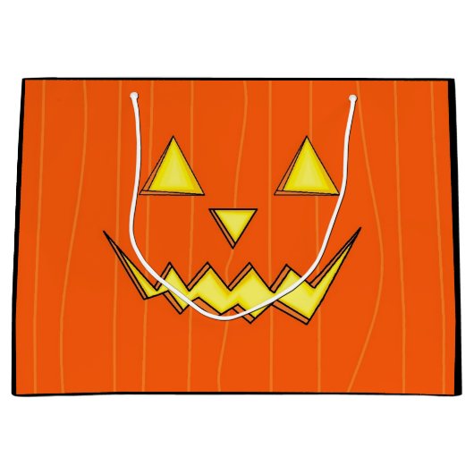Grote halloween Gift Bag met Jack-o-lantern gezich Groot Cadeauzakje (Voorkant)