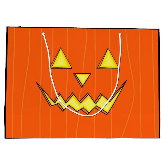 Grote halloween Gift Bag met Jack-o-lantern gezich Groot Cadeauzakje (Achterkant)