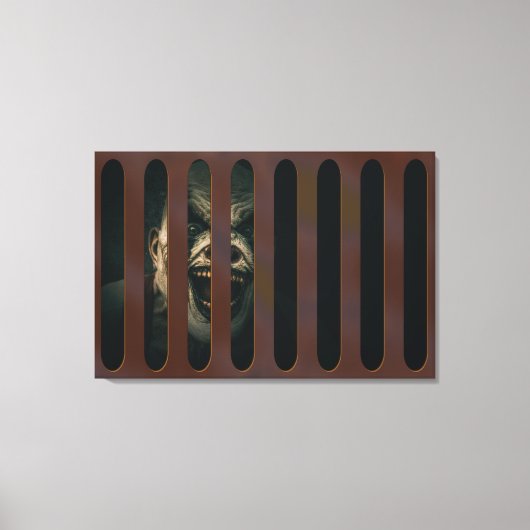 Grote halloween Scary Clown in Storm Grate Canvas Afdruk (Voorkant)