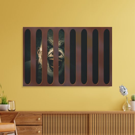 Grote halloween Scary Clown in Storm Grate Canvas Afdruk (Insitu (Woonkamer))